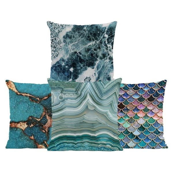 

cushion/decorative pillow beautiful texture gradient marble cushion cover emerald agate crystal living room decorative pillowcase velvet res