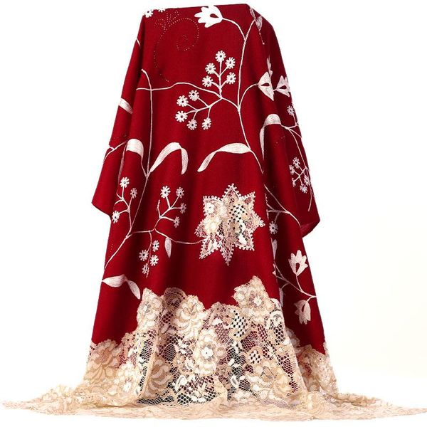 

scarves 100% pure cashmere scarf and shawls for women warm winter two-tone lace woolen handmade embroidery pashmina, Blue;gray