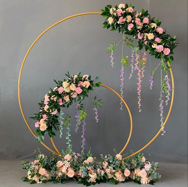 

party decoration circle wedding arch background wrought iron shelf decorative props diy round flower with frame
