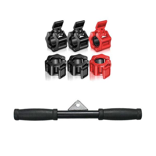

accessories 6 pcs 1 inch quick release barbell lock clamp & training pulling bar device pull down shoulder biceps exercise