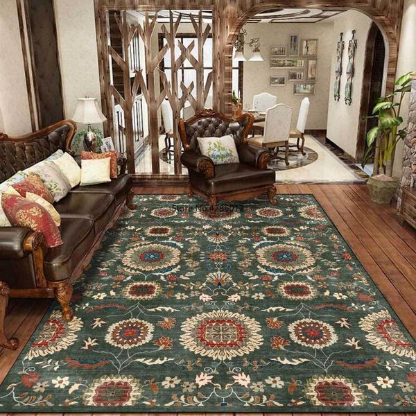 

carpets 200*300cm retro american dark green exotic persian ethnic style living room bedroom bedside carpet floor mat customization