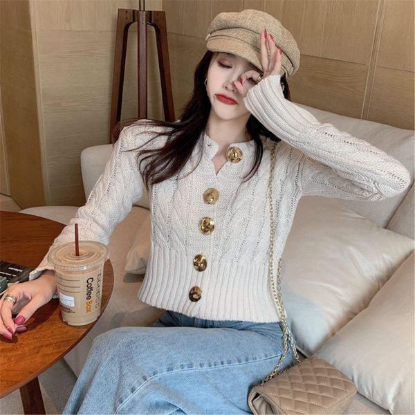 

women's knits & tees white solid knitted cardigan sweater women casual 2021 button jumper autumn winter oversize femme loose