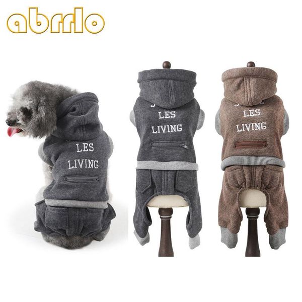 

dog apparel abrrlo winter clothes plus velvet warm jumpsuit overalls puppy soft rompers hoodies for small dogs chihuahua s xl