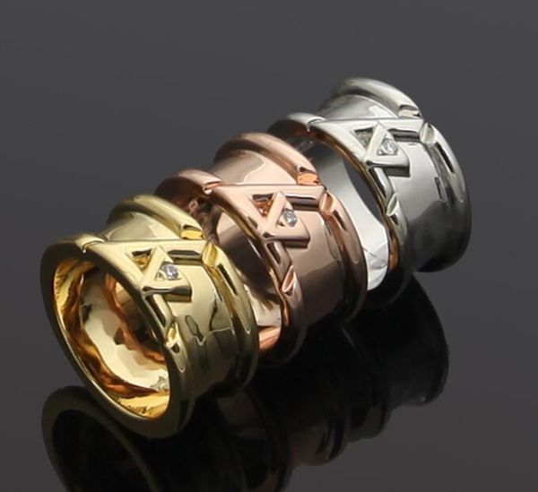 

ouis avuit ton couple rings designer v letter single drill wide groove ring for lovers, Silver
