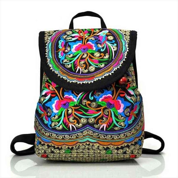 

womens floral embroidered backpack summer travel shoulder rucksack bohemian