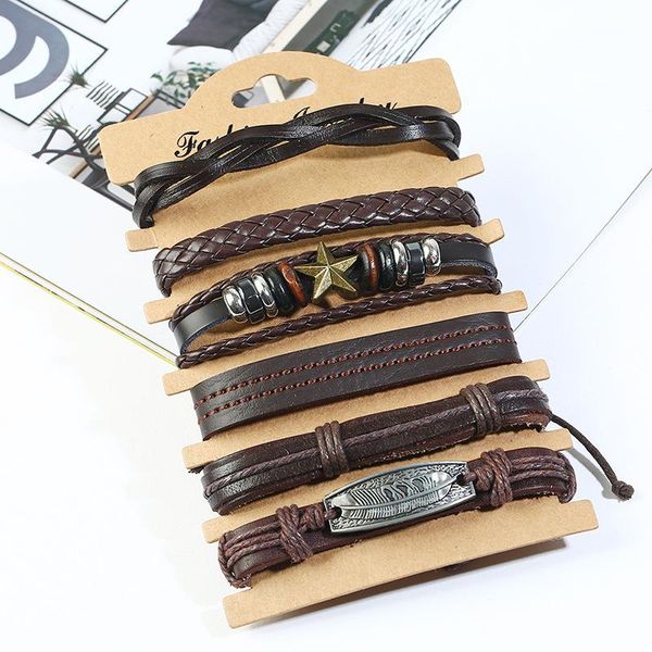 

weaving cowhide bracelet handmade jewelry diy combination suit fashion men's leather charm bracelets, Golden;silver