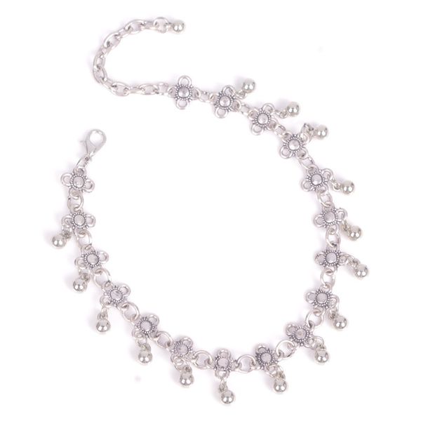 

2021 summer style bohemian gypsy turkish tribal boho silver coin anklet ankle bracelet boho foot jewelry, White