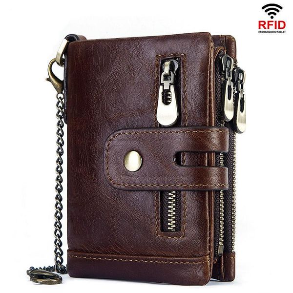 

wallets 2021 men's wallet fashion anti-theft brush fold multi-card position leather cow for men luxury, Red;black