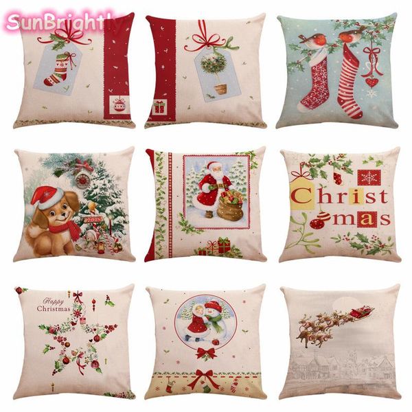 

cushion/decorative pillow 4pcs christmas decoration cushion set santa claus sofa pillowcase holiday linen 45cmx45cm