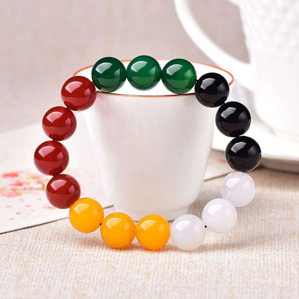 

five elements and five colors natural agate bracelet for men women, Black