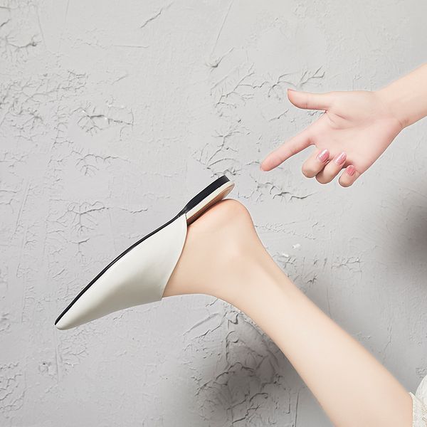 

slippers baotou, sandals summer spring slippers, head-level, kraft, small tip, open-air low shoes in fashion, r9fp, Black