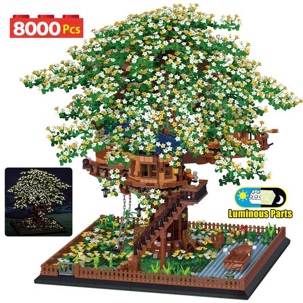 

8000PCS City Street View Tree House Model Building Blocks Creator Architecture With Lighting House DIY Bricks Toy for Children