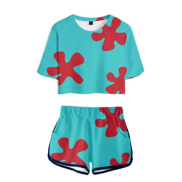 

women's tracksuits fashion 3d printed sweatshirt patrick pie star shorts and t-shirt two-piece short-sleeved sportswear, Gray