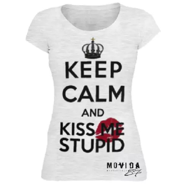 

t-shirt shirt keep calm and kiss me stupid cotton fashion women, White;black