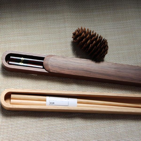 

chopsticks portable wooden box with exquisite one pair environmental protection dinnerware sets china gift
