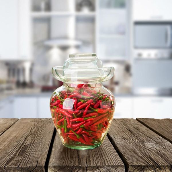 

storage bottles & jars 1pc household pickle glass jar large capacity sealed food can (transparent)