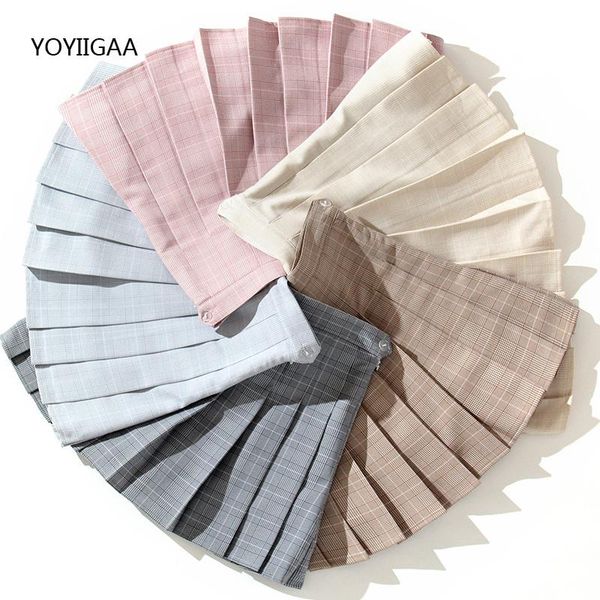 

skirts 2021 fashion pleated women high waist plaid skirt summer a-line ladies short sweet cute girls mini, Black