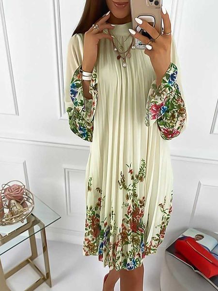 

casual party women floral dress y2k print bell cuff ruched y1006, Black;gray