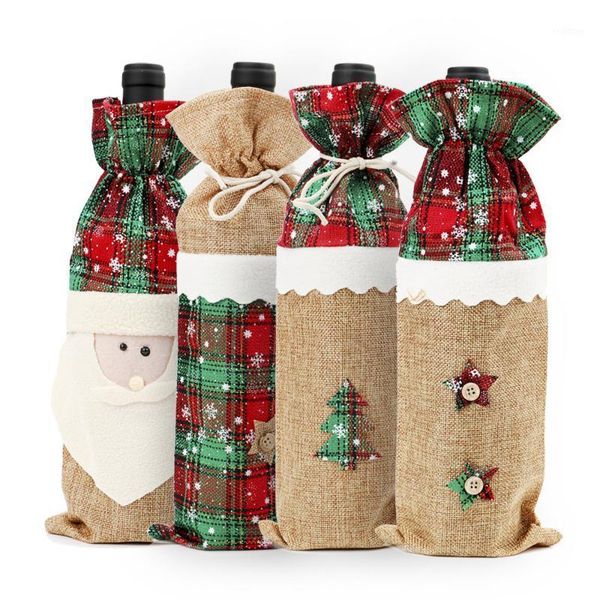 

christmas decorations decor wine bottle bag cover dining room decoration for home xmas santa claus rudolf tree clothes