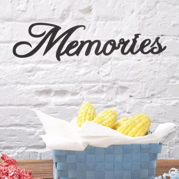 

party decoration 1 pc memories shape wooden home tag sign diy decorative wood chip-38x10x0.2cm(black)