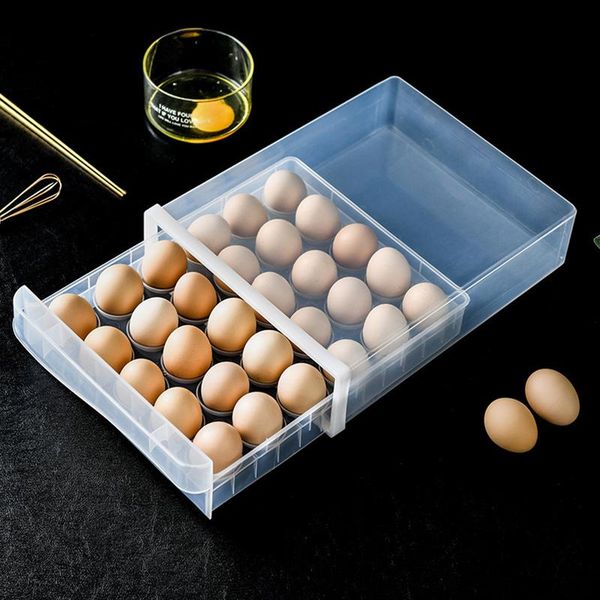 

storage bottles & jars double layer egg tray household box plastic transparent dumpling drawer-type refrigerator