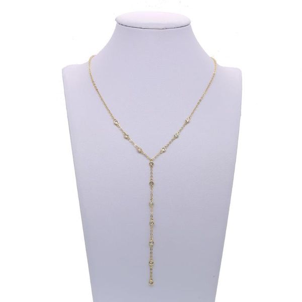 

pendant necklaces 2021 elegant thin gold cz lariat necklace for women y delicate wedding dainty drop ship, Silver