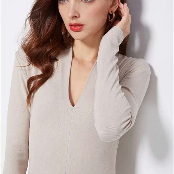 

style casual dresses deep v-neck jumpsuit t-shirt women's autumn slim long sleeve top, Black;gray
