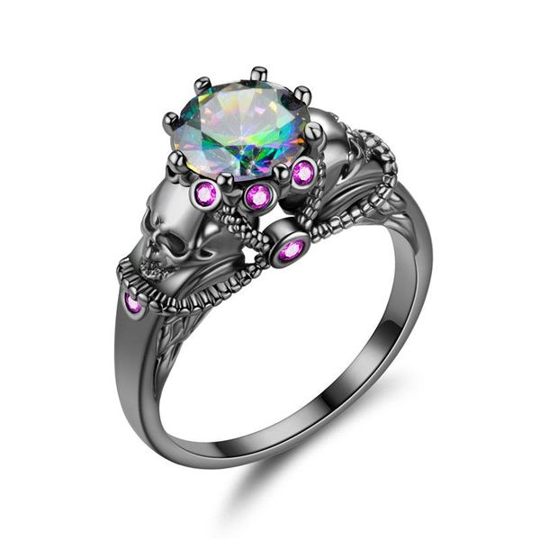 

wedding rings skull promise ring for women fashion jewelry crystal engagement valentine's day gift, Slivery;golden