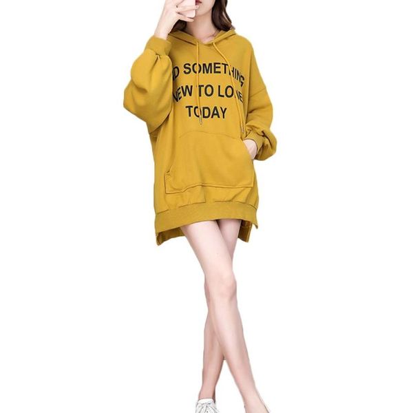

women's hoodies & sweatshirts women autumn winter fashion loose hoodie letter print long sleeve hooded sweatshirt casual plus size pull, Black