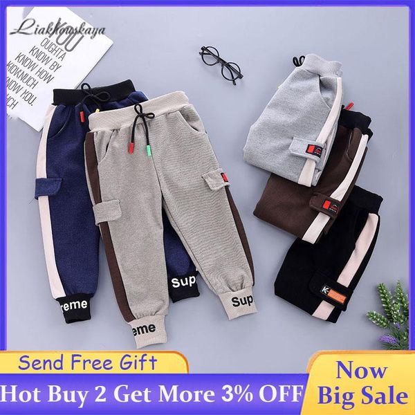 

trousers boys pants 2021 children spring cotton sport striped elastic waist toddler baby letters casual jogging, Blue