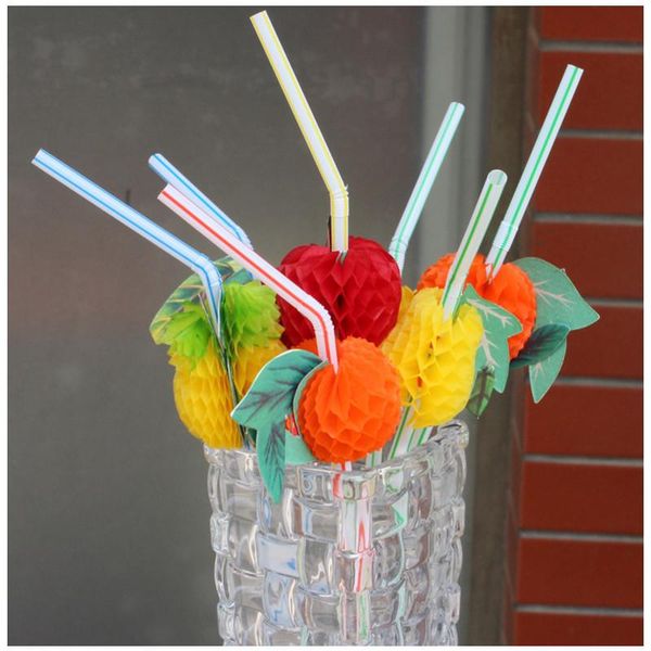 

disposable dinnerware 50pcs fruits styling drinking straws hawaii beach tropical birthday party decoration summer pool wedding supplies
