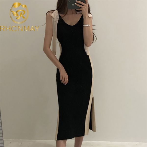 

summer temperament v-neck strapless bowknot is cultivate one's morality in a condole belt render knitting bag hip dress 210506, Black;gray