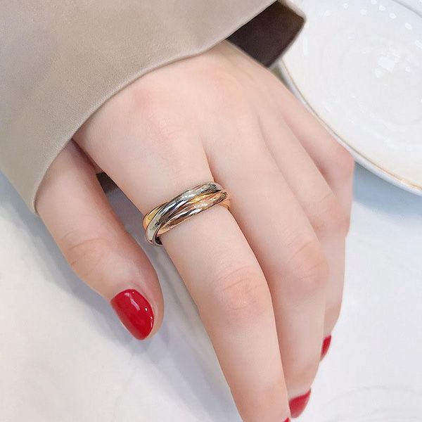 

wedding rings sell love faith hope triple interlocked engagement for women stainless steel promise gift, Slivery;golden