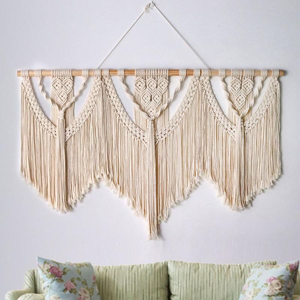 

tapestries boho macrame tassel wall hanging hand-woven tapestry large