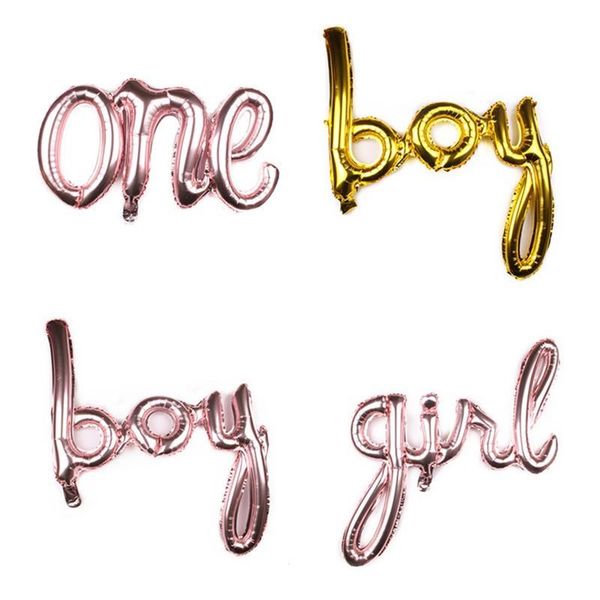 

party decoration rose gold link one boy girl baby letter foil balloons shower 1st first birthday air globos