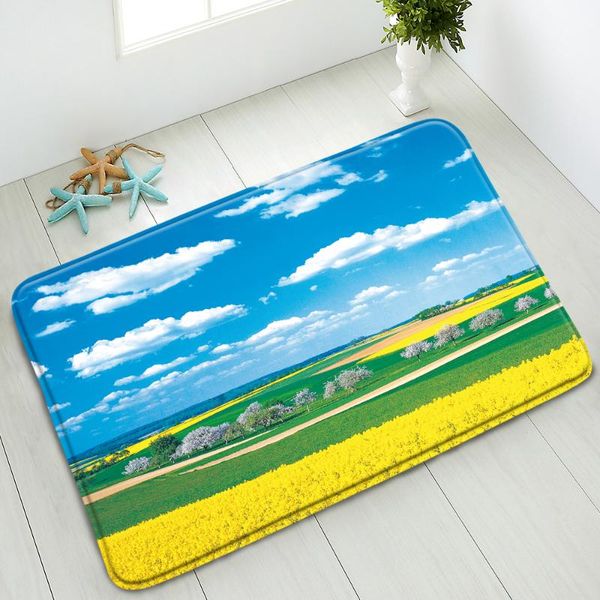 

bath mats natural scenery mat mountain flower plants bathroom doormat indoor floor pad carpet water absorption kitchen non-slip