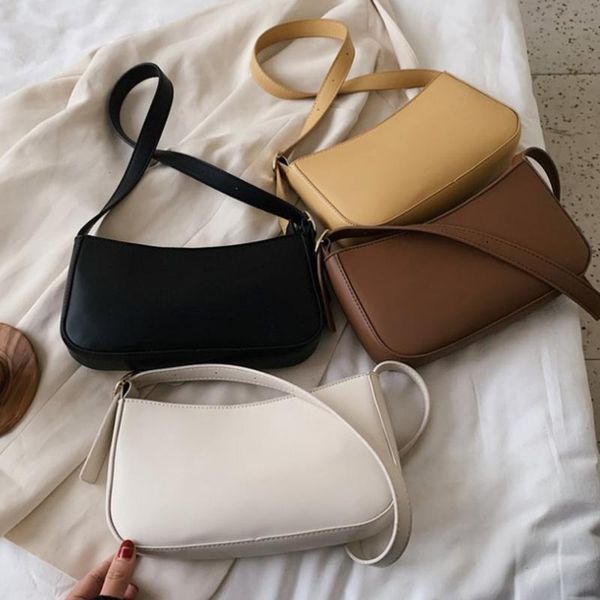 

evening bags women crossbody vintage simply pu leather solid color zipper female shoulder messenger bag lady chain travel handbag purse