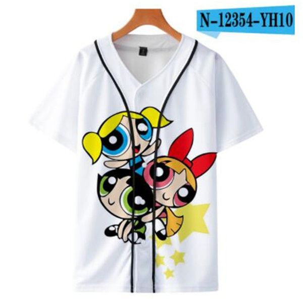 Homem Verão Barato Tshirt Jersey Baseball Anime 3D Impresso Respirável T-shirt Hip Hop Vestuário Atacado 054