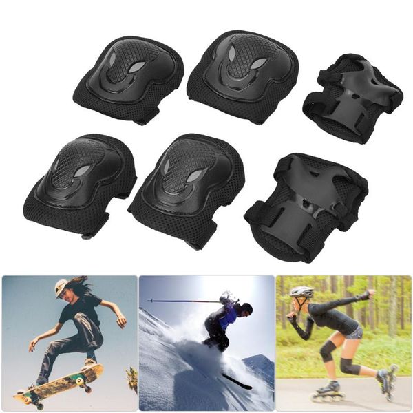 

elbow & knee pads thickened roller skate protection gear set + gloves for skating enthusiasts, Black;gray