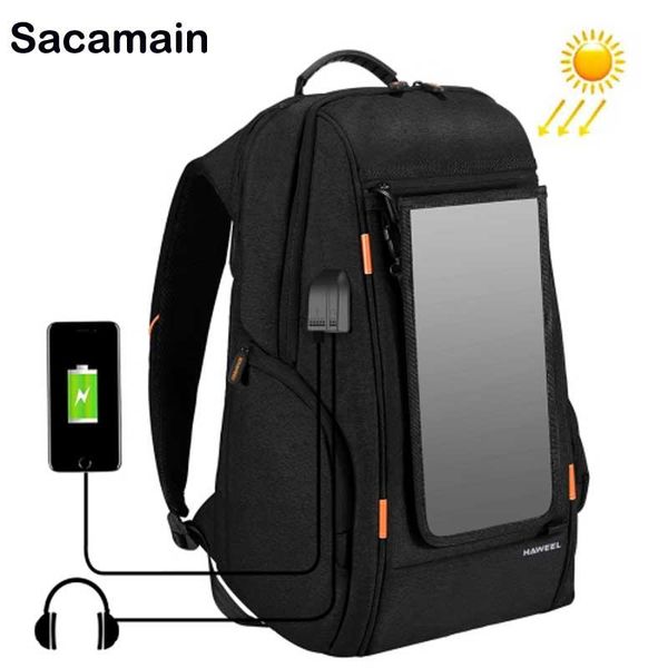 

backpack solar bag lappower usb charging anti-theft 15.6'' panel computer bags tourism