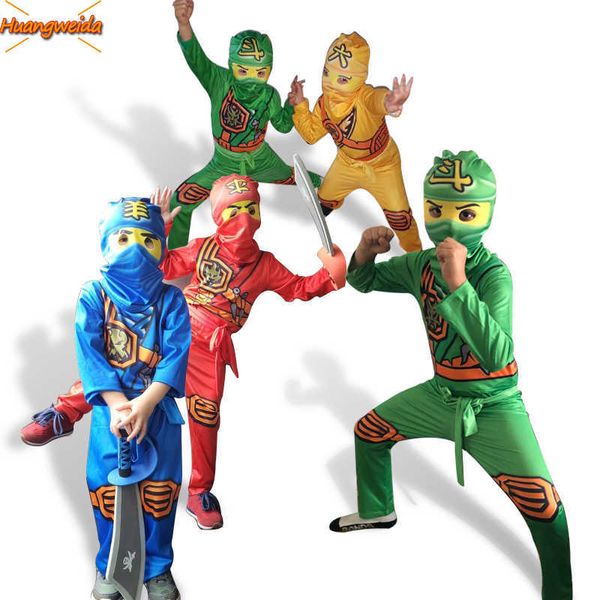 Ninja trajes meninos fantasia festa vestido up carnaval prost print traje de halloween para crianças cosplay anime super-herói jumpsuit presente q0910