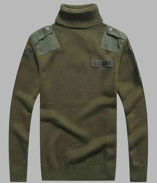 

bonjean men's military sweater patch dign tactical army knitted highneck sweaters autumn winter casual thick pullover, Black