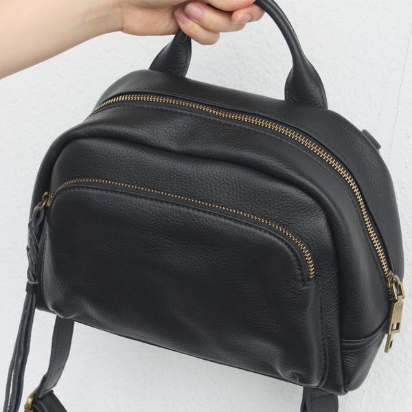 

evening bags female bag genuine leather tassel design handbags women's retro large capacity black tote shoulder crossbody for women