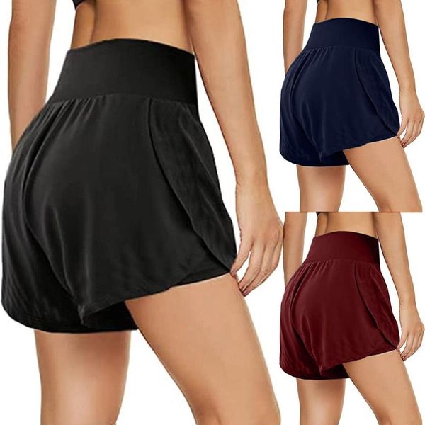 

women's shorts telotuny casual slim sports pants high waist wide leg short trousers solid color baggy harem ropa de muje, White;black