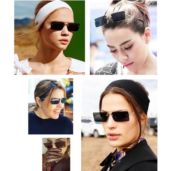 

sunglasses retro small rectangle women rimless square sun glasses vintage eyewear summer style uv400, White;black