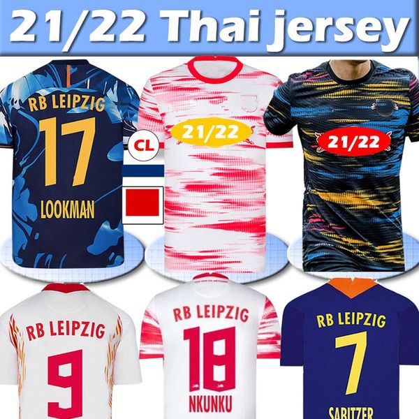 

21 22 fan leipziges soccer jersey home red away blue szoboszlai hee-chan rbl football jerseys konate sabitzer kluivert poulsen halstenberg, Black;yellow