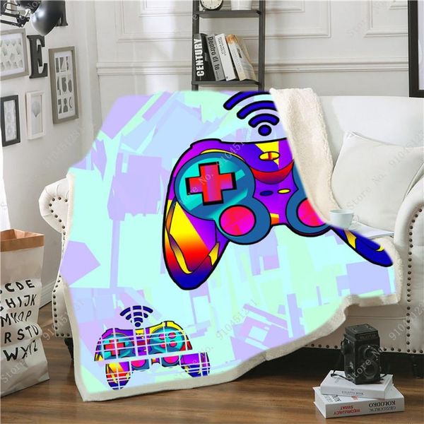 Coperte Gamepad Sherpa Coperta per bambini Videogiochi in pile 150 * 200 Controller per giocatori di grandi dimensioni Copriletto per ragazzi Ragazze Adolescenti