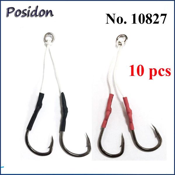 

posidon 10 pcs/pack 10827 double jig assist hooks stainless steel jigging assistant with line fishing
