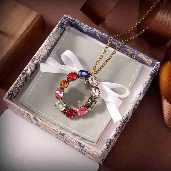 

luxurys women necklaces designers necklace with fashion color diamond pendant and chain, Silver