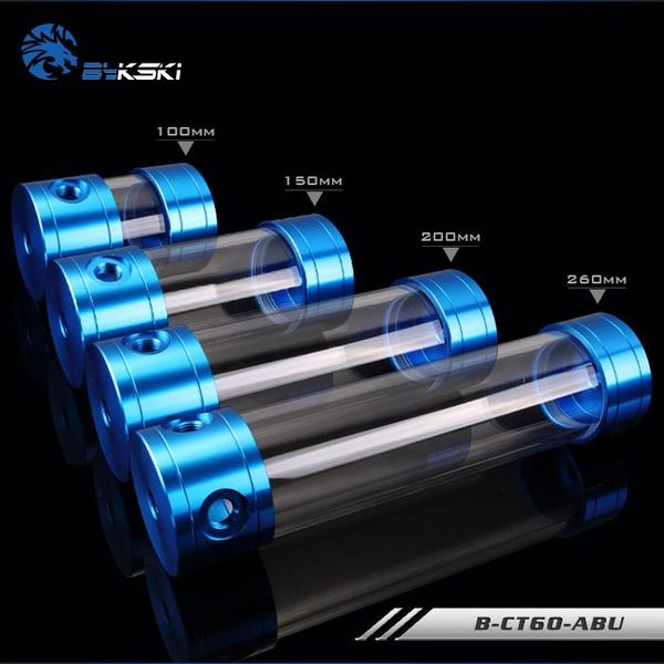 

fans & coolings bykski b-ct60-abu 60mm acrylic transparent reservoir tank 100/150/200/260mm metal cap